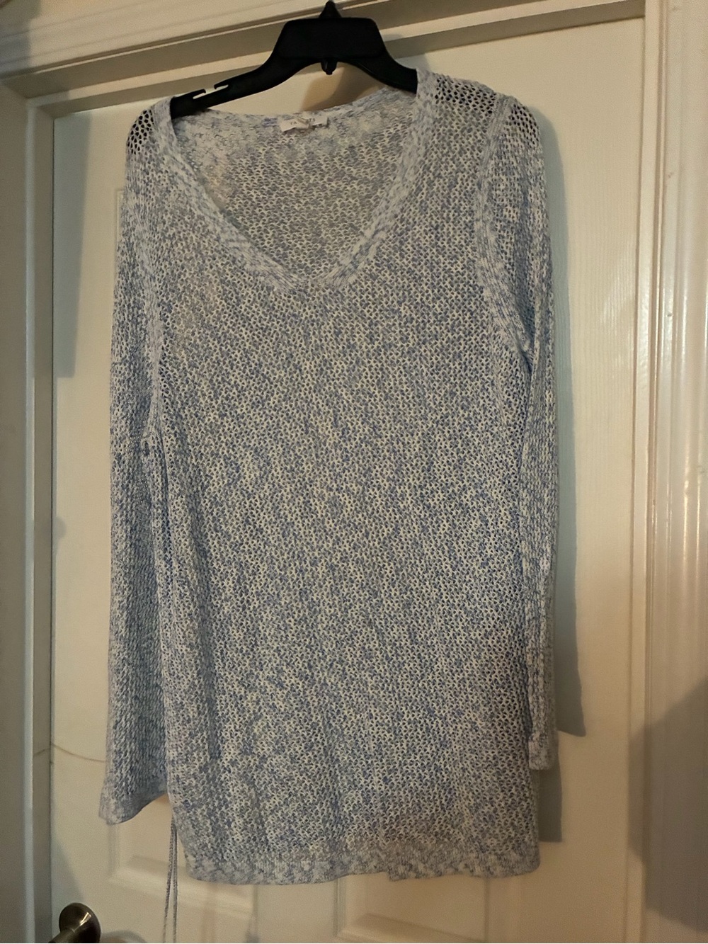 Talbots Light Blue Open-Knit V-Neck Sweater